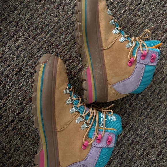 Timberland Euro Hiker 'Mixed Media’ Wheat Leather Wmns Size 7 Hiking Boots A4126 - Picture 2 of 5